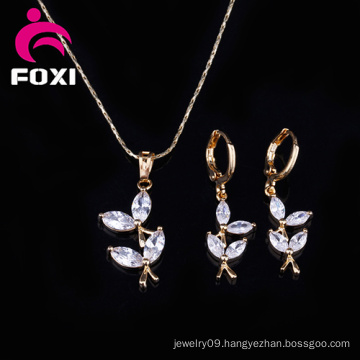 Good Quality Fashion Gold Plated Zircon Necklace and Earrings Jewelry Sets